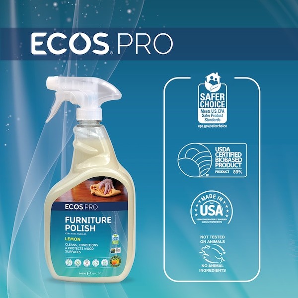 Ecos Pro Pl9731/6 Furniture Polish, 32 Oz, Pleasant