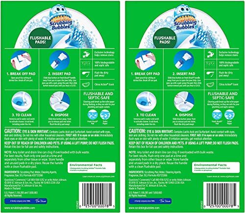 Scrubbing Bubbles Flushable Fresh Brush Toilet Refill Pads Pack of 2 40 Pads