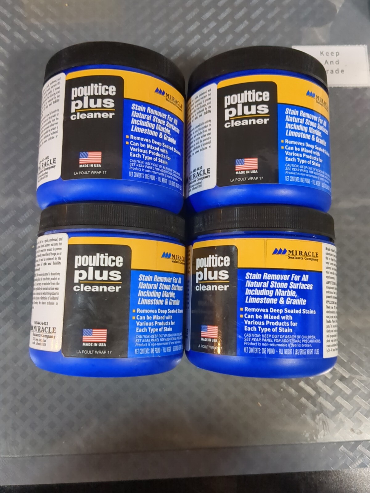 4 Pks MIRACLE Poultice Plus Stone Cleaner & Stain Remover 1 Lb Jar Each #Z1