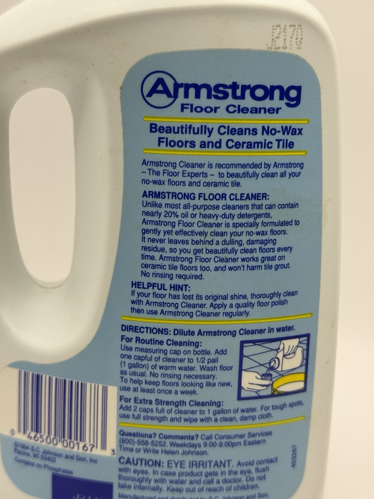 Armstrong Floor Cleaner 32oz Concentrated Ceramic 1994 Vintage RARE Original HTF