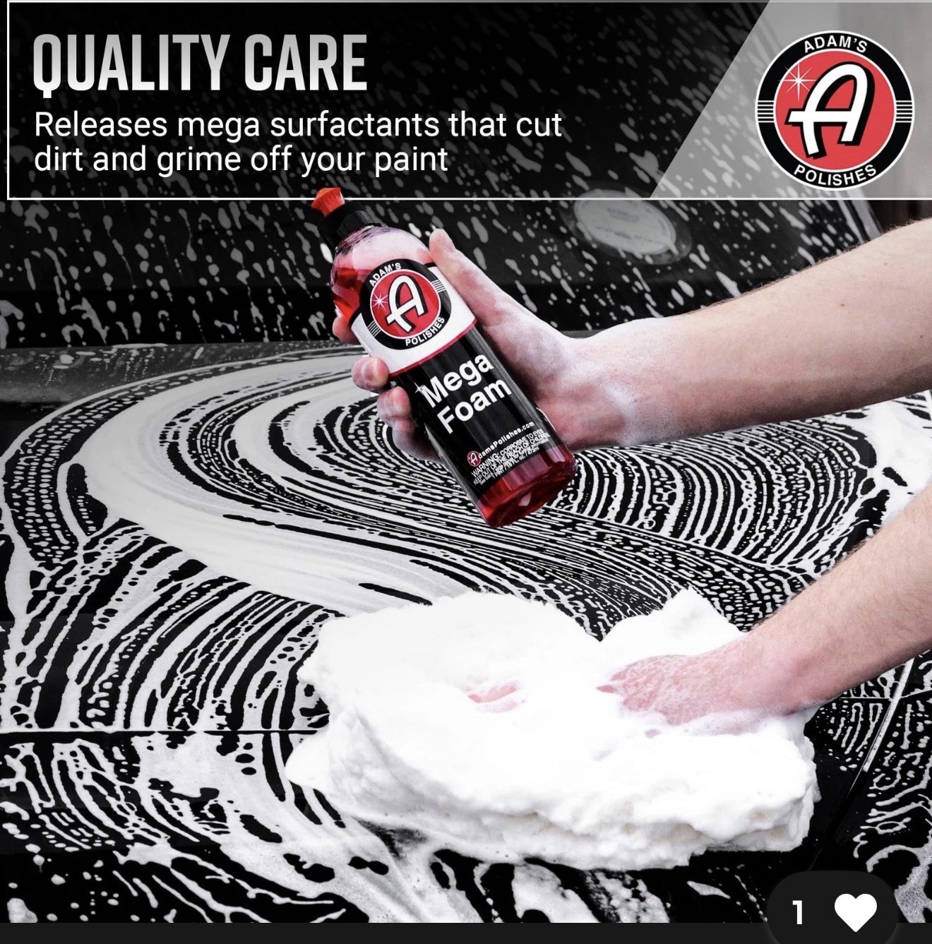 Adam’s Mega Foam 16oz pH Neutral Car Soap For Car Washing, Concentated For W…