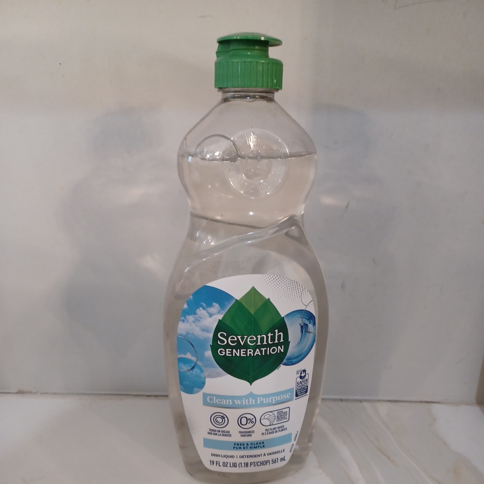 Seventh Generation Dish Liquid, Free & Clear, 19 fl oz (561 ml) 6 pack