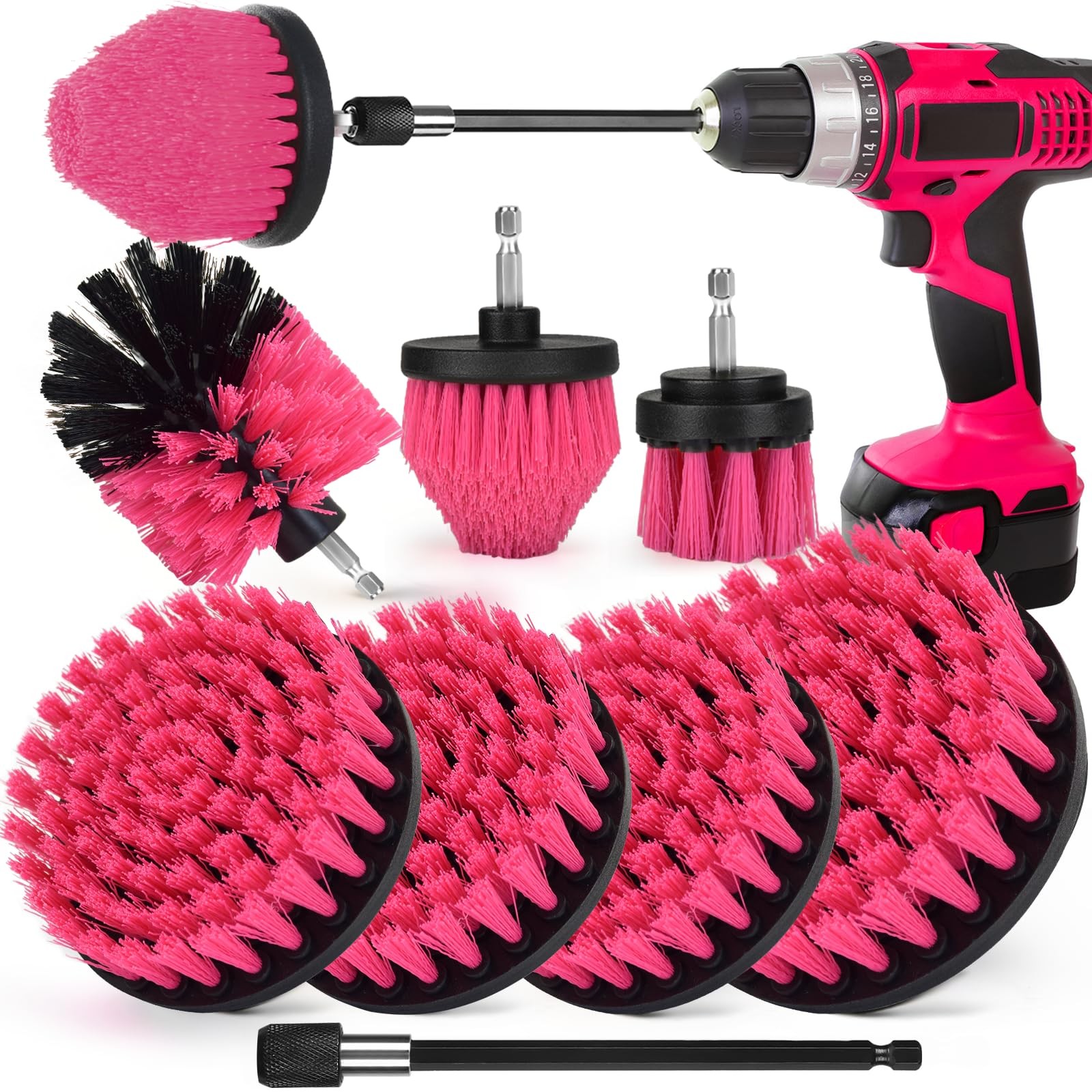 8PCS Drill Brush Attachment Set Power Scrubber Kit for Tile Tub Bathroom Floor