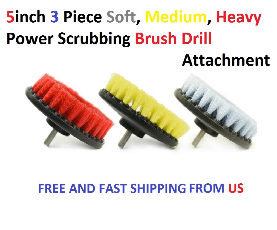 5inch 3 Piece Soft, Medium, Heavy Power Scrubbing Brush Drill Attachment