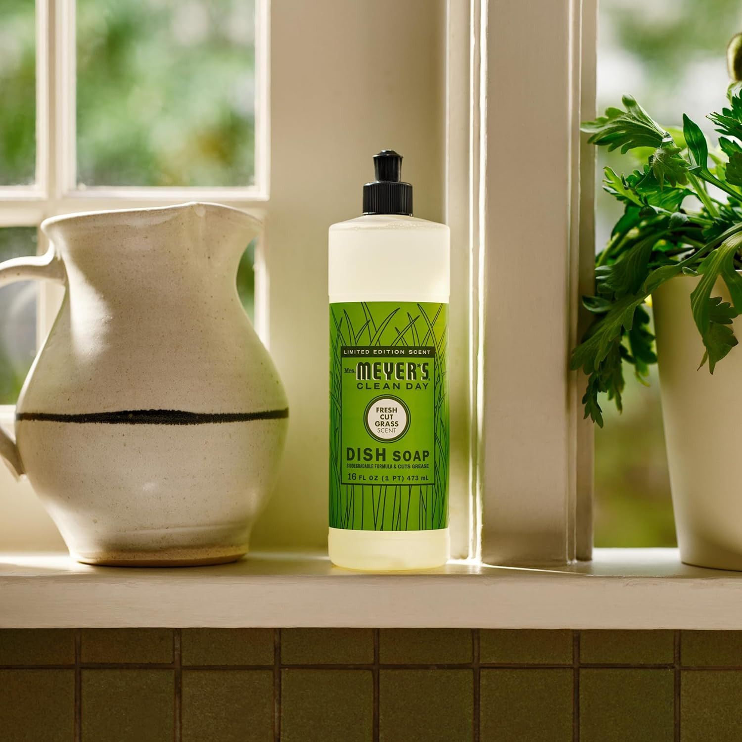 Mrs. Meyer’s Clean Day Liquid Dish Soap, Fresh Cut Grass Scent, 16 Ounce Bottle