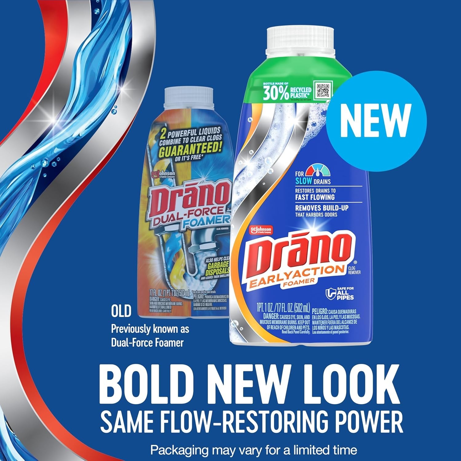 Drano Dual-Force Foamer Drain Clog Remover and Cleaner for Shower or Sink Drains