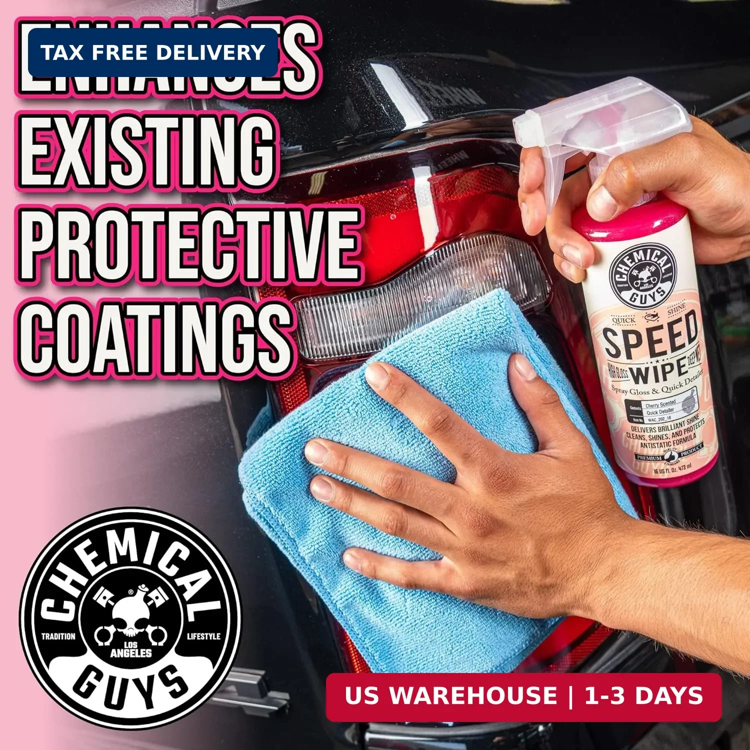 Chemical Guys Speed Wipe Quick Detailer – High Gloss, Streak-Free Shine, Detail