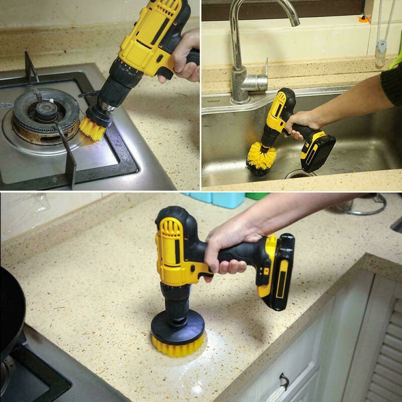 Drill Brush Set Power Scrubber Drill Attachments For Carpet Tile Grout Cleaning