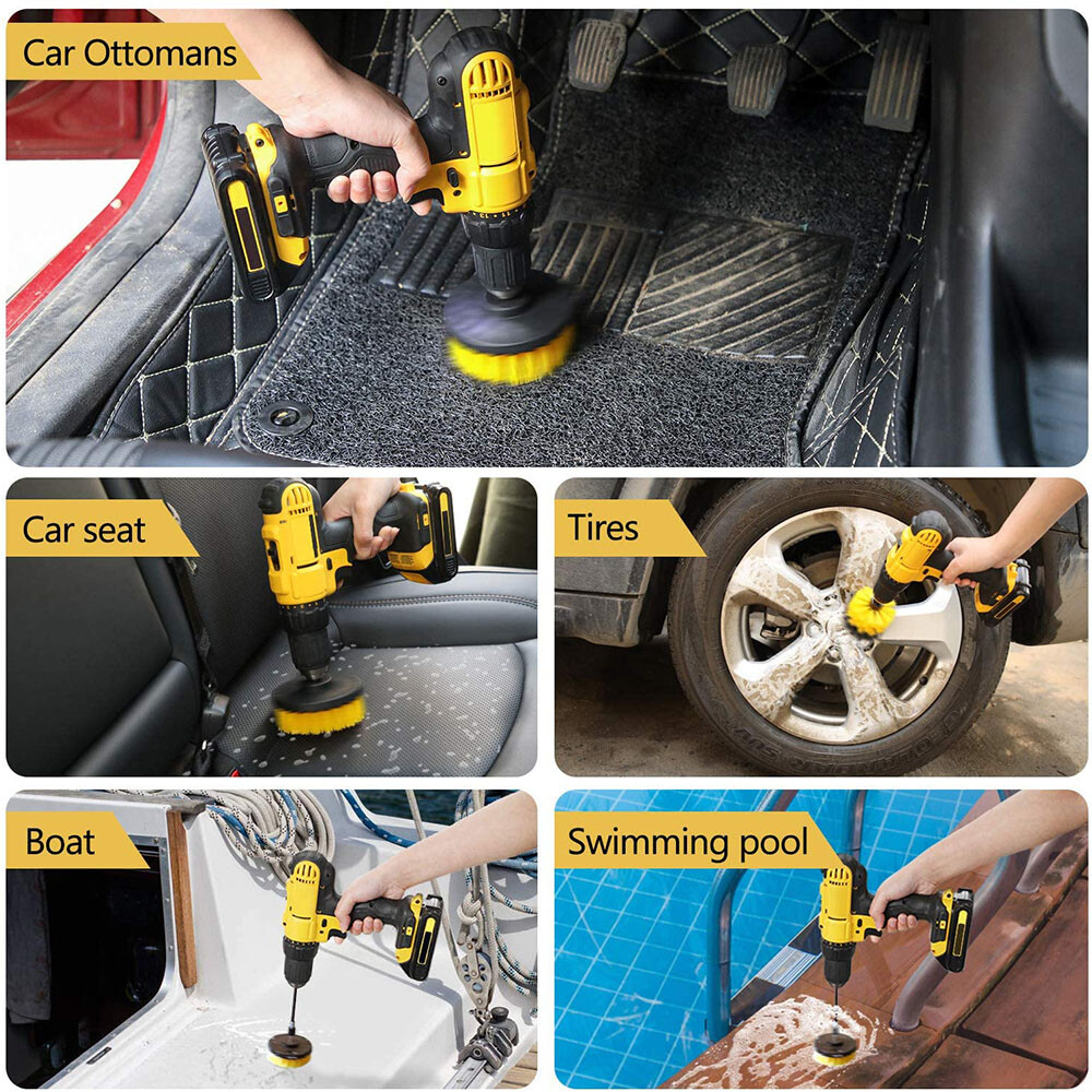 3 PCS Drill Brushes Set Tile Grout Power Scrubber Cleaner Spin Tub Shower Wall