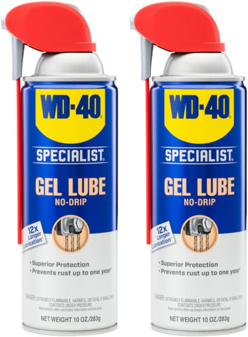 Gel Lube with Smart Straw Sprays 2 Ways, Twin Pack, 10Oz Cans, No Drip Lubricant