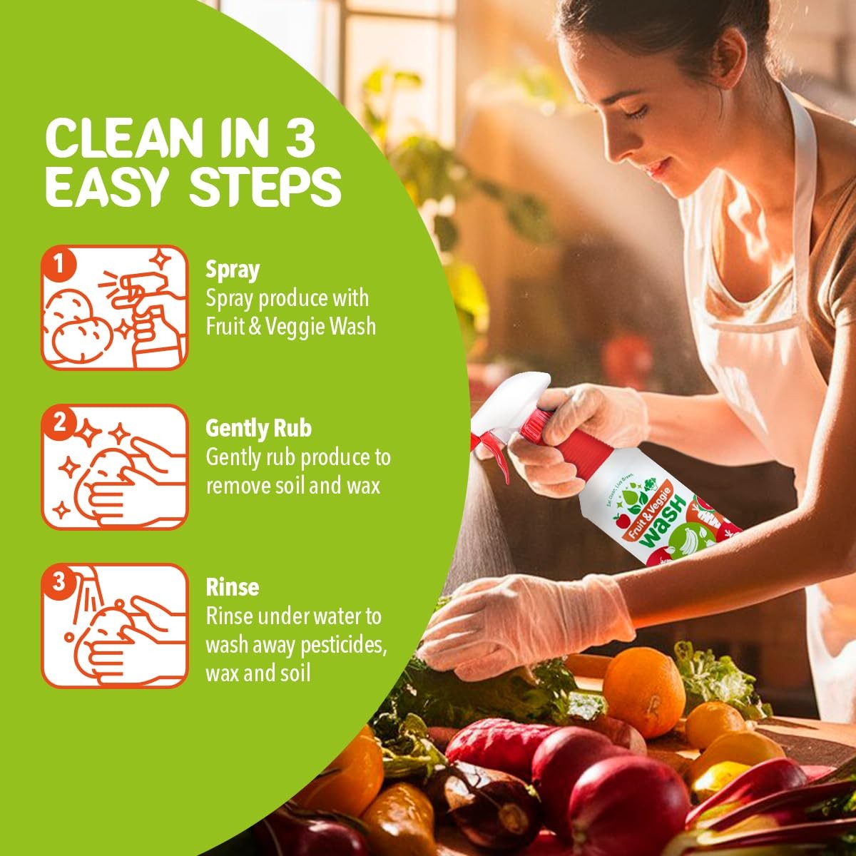 Fruit & Veggie Wash – Produce Cleaner Spray 32 fl oz | Removes Waxes & Harmfu…