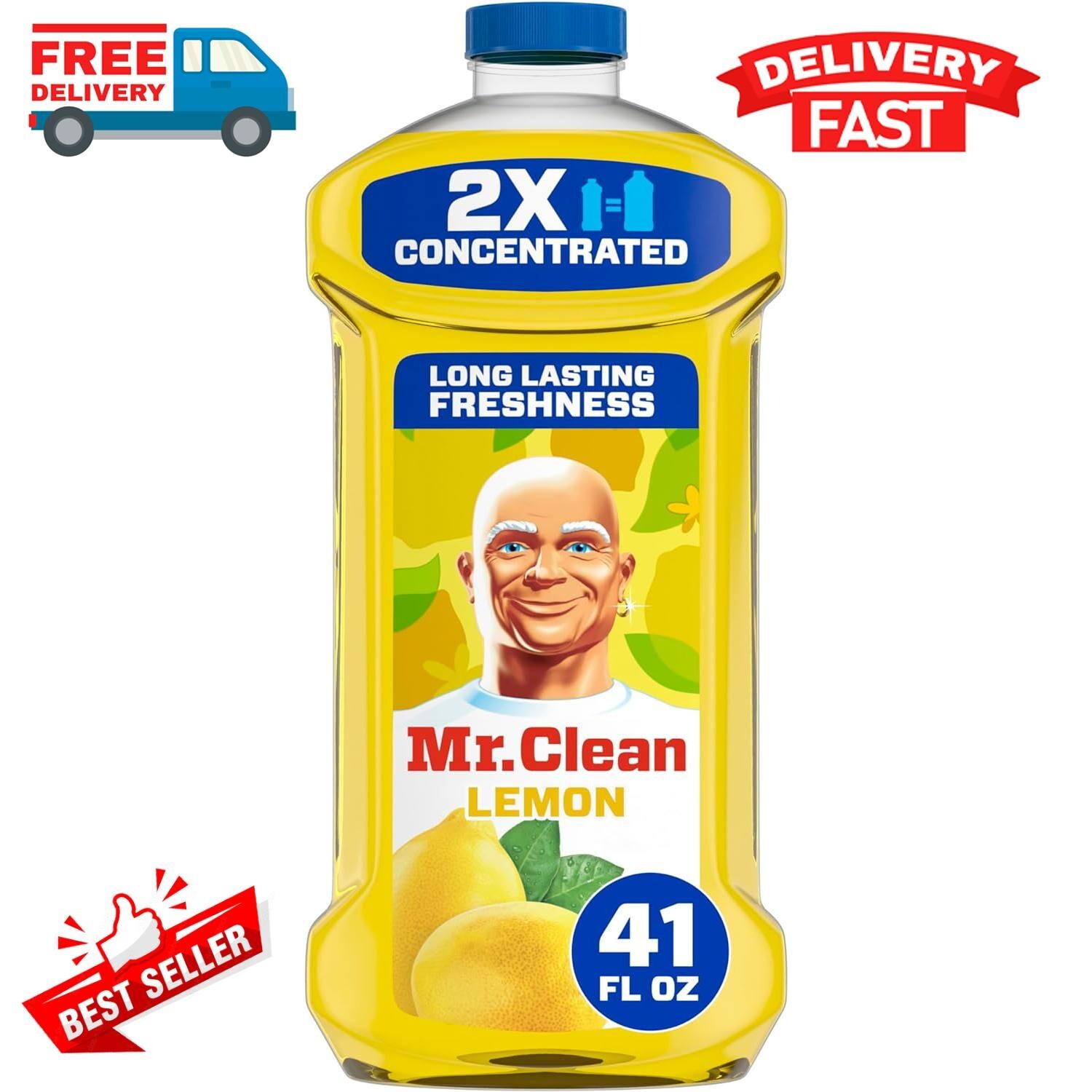 Mr. Clean 2X Concentrated Multi Surface Cleaner With Lemon Scent, (41 fl oz) US