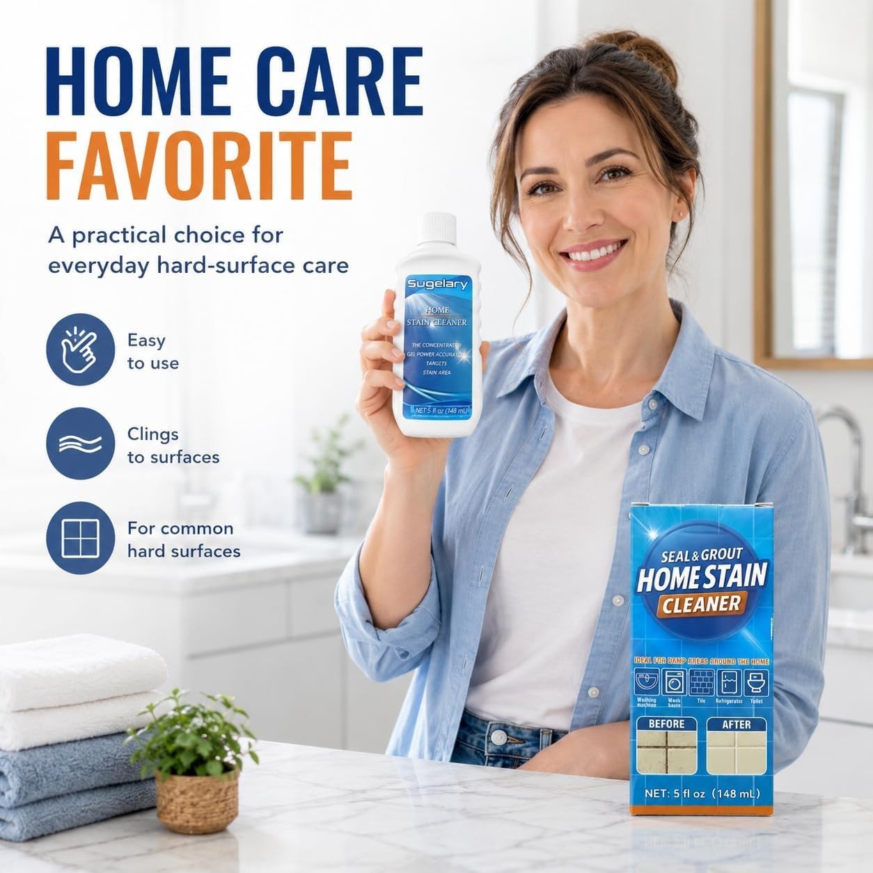5 Fl Oz All-Purpose Cleaning Gel for Tough Bathroom and Washing Machine Stains