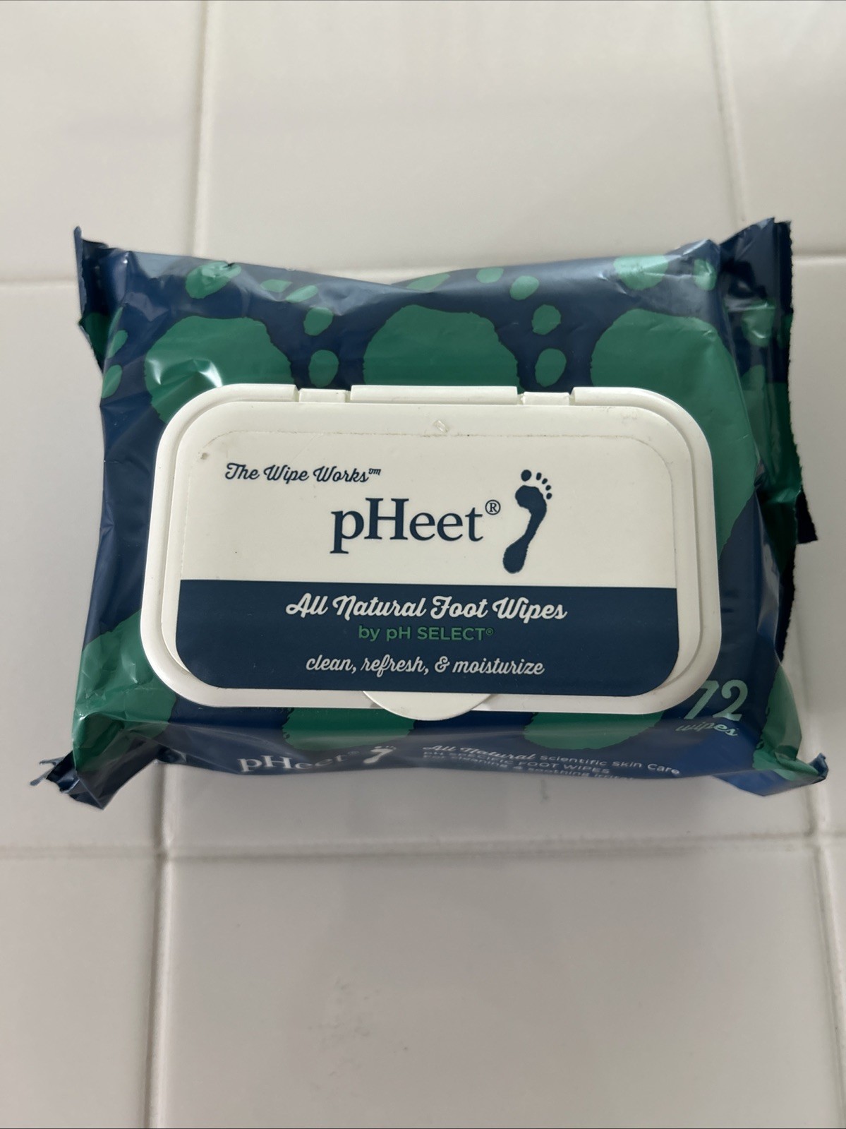 pHeet® Foot Wipes All Natural, Cleaning, Moisturizing, Itching 72 Wipes