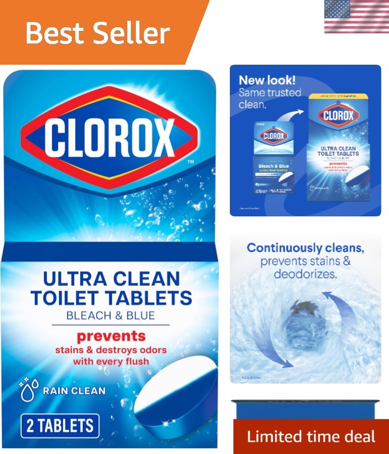 Ultra Clean Toilet Tablets: Bleach & Blue for Long-Lasting Freshness, 2 Count