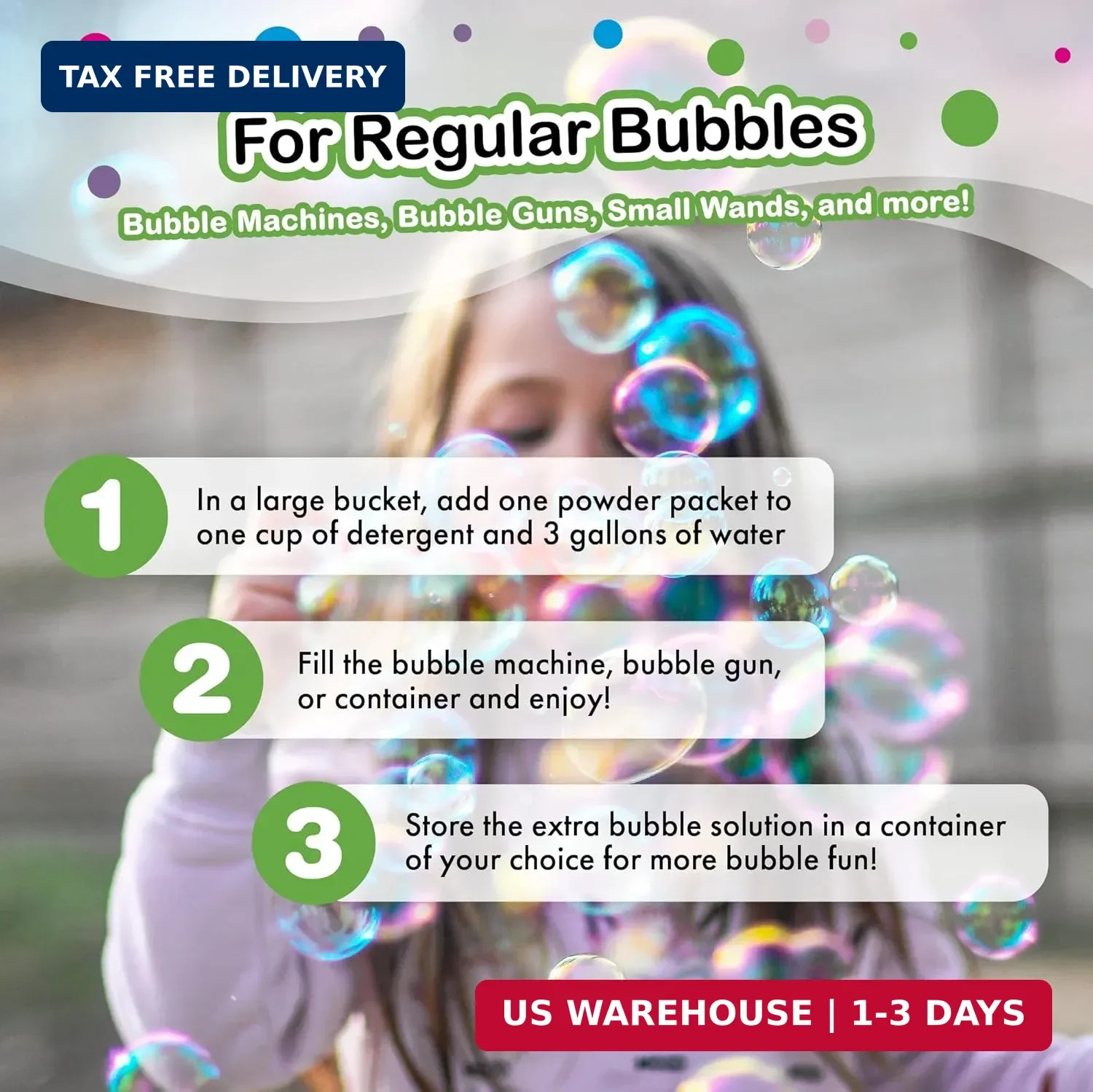WOWmazing Big Bubble Refill Powder Mix (6 Packets) – Turns Dish Detergent into G