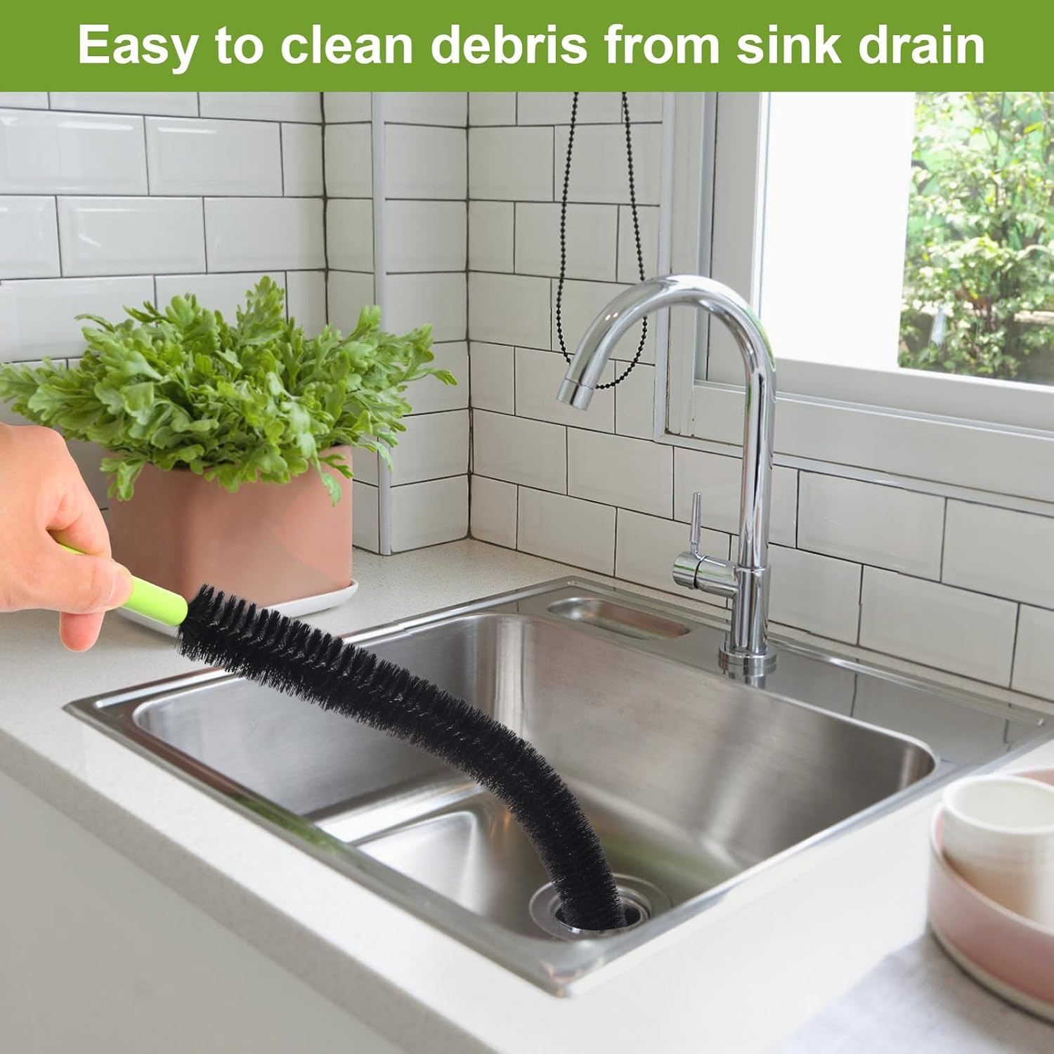 2 Pcs 17” Flexible Sink Drain Cleaner Brush Long Pipe Cleaner Brush for Cleaning