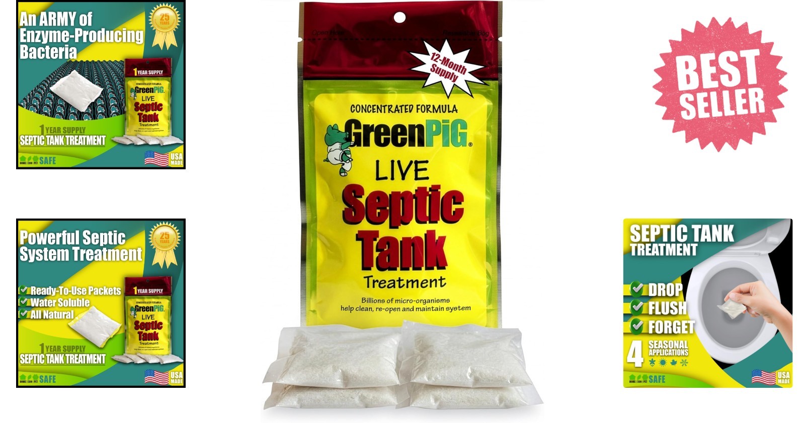 Septic Tank Treatment Packets – Septic-Safe Enzyme Treatment for Preventative…
