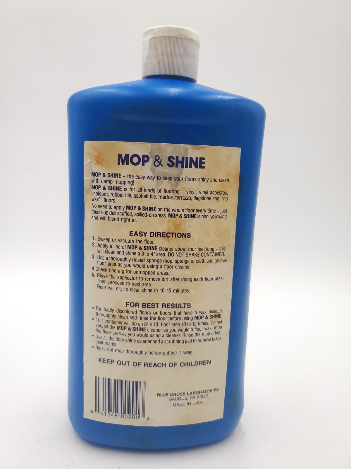 Vintage Mop & Shine Floor Shine Cleaner 32oz 60% Full Partial Prop