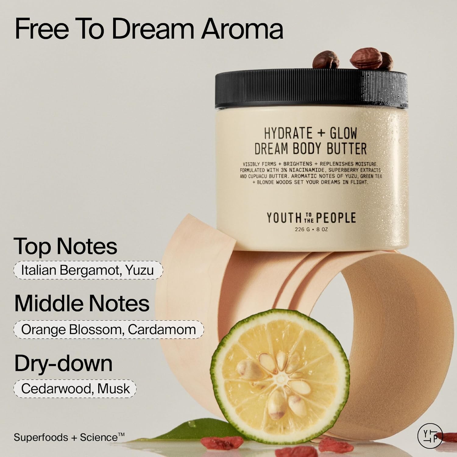 Youth To The People Superberry Hydrate + Glow Dream Body Butter – Brightens Sk