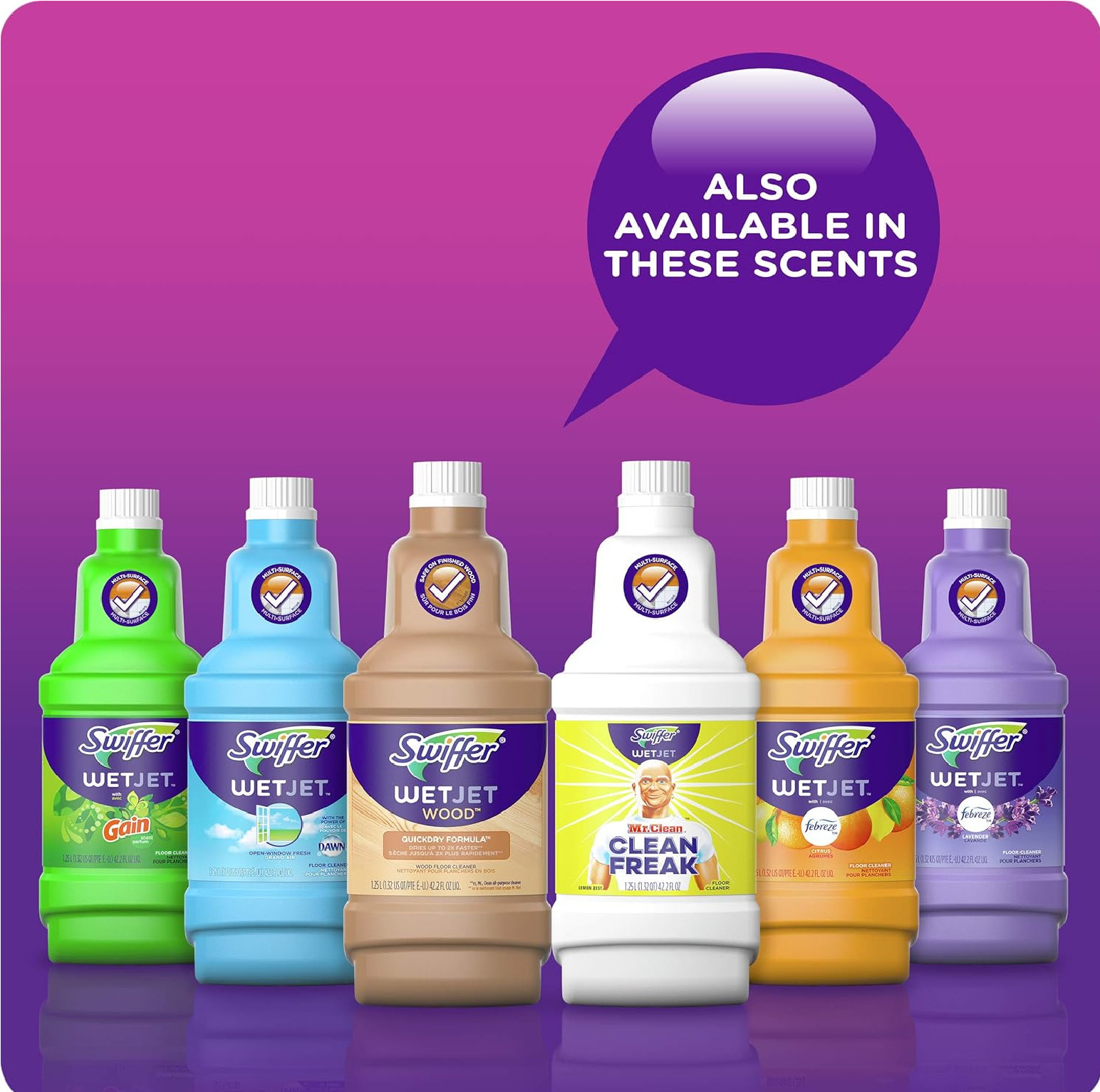 Swiffer WetJet Multi-Purpose Floor Cleaner Solution with Febreze Refill, Hardwoo