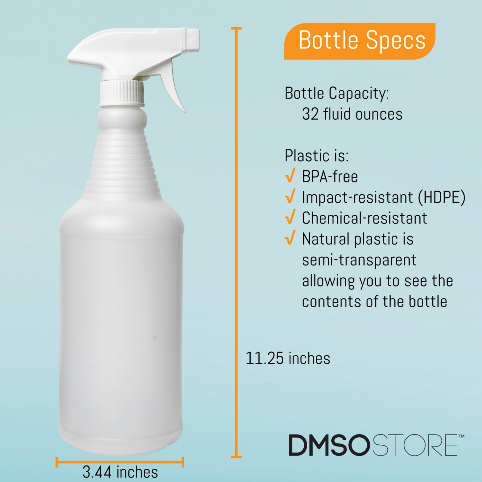 32oz. Plastic Trigger Spray Bottles Chemical Resistant Heavy Duty Commercial 6pk