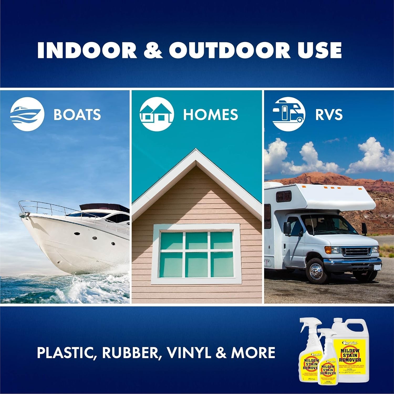 Mildew Mold Stain Remover Cleaner Spray 22oz Outdoor Marine Vinyl Plastic