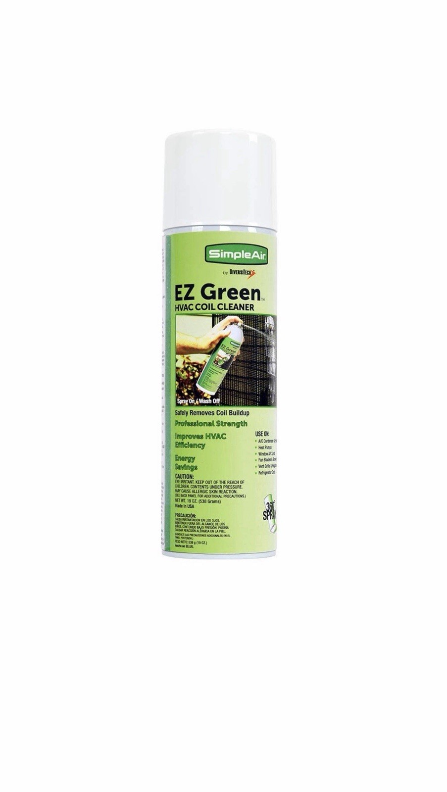 Biodegradable HVAC Coil Cleaner Foam Spray 360 Nozzle 19oz Air Conditioner