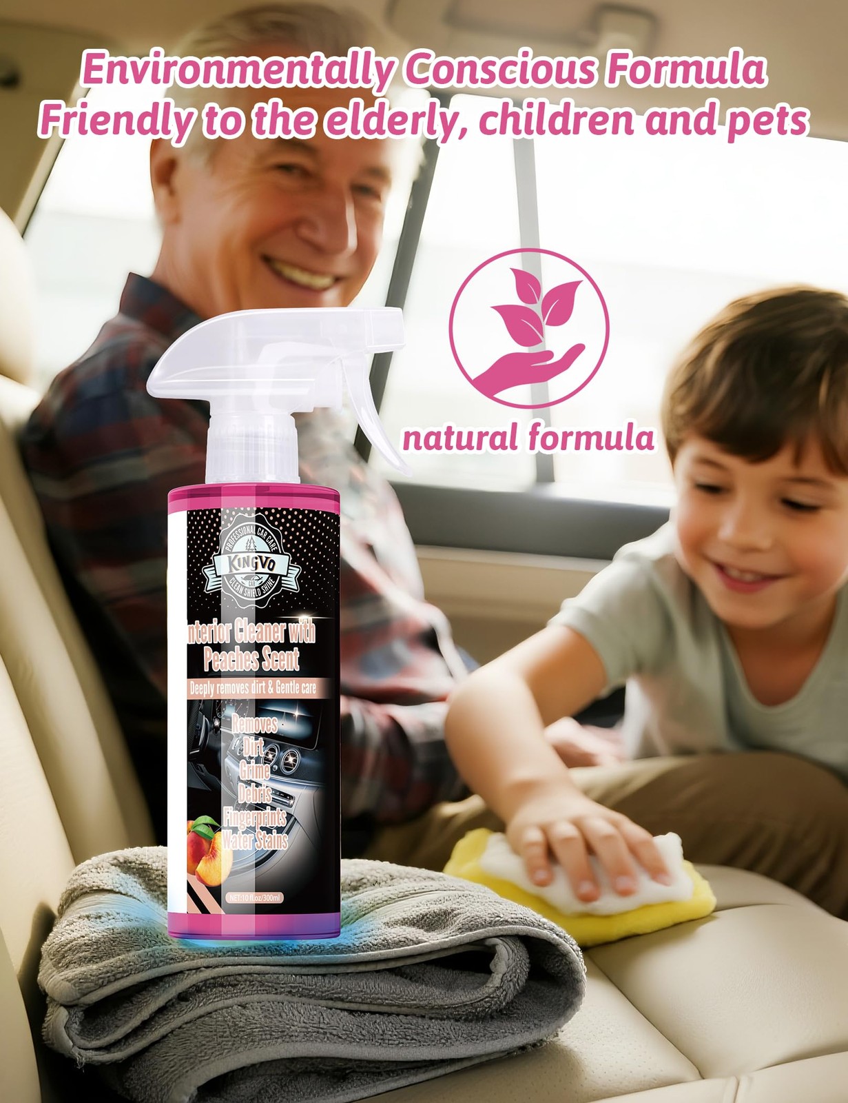 Kingvo Car Interior Cleaner, Interior Cleaner Carpet Dashboard Vinyl Sofa Lea…