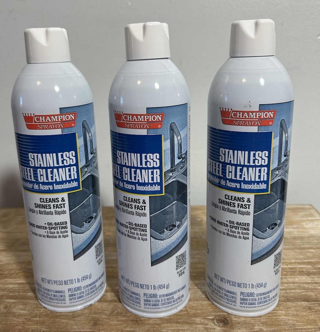 Champion Spray On Stainless Steel Cleaner Aerosol Oil-Based Lot Of 3