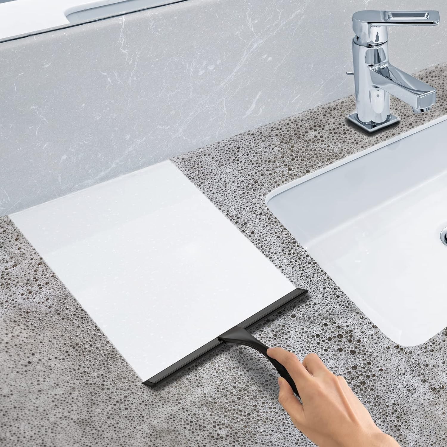 All-Purpose Stainless Steel Shower Squeegee for Shower Glass Door with Adhesive