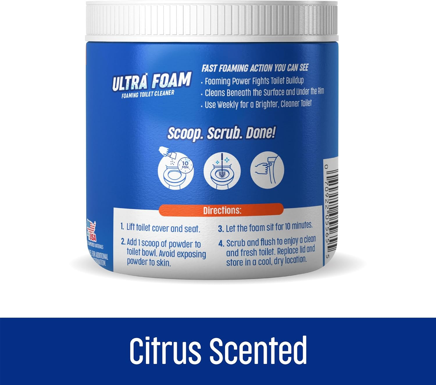 Ultra Foam Toilet Bowl Cleaner – Provides Up to 8 Cleans – Citrus Scent – Fights