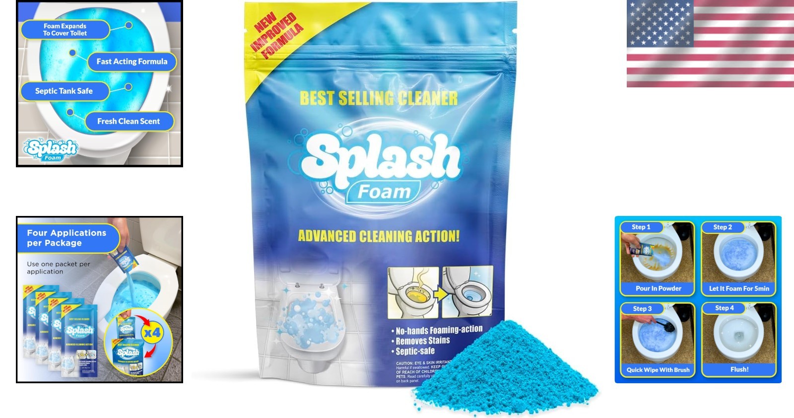 Self-Activating Toilet Cleaner Foaming Powder – 14 oz, Minimal Scrubbing Needed
