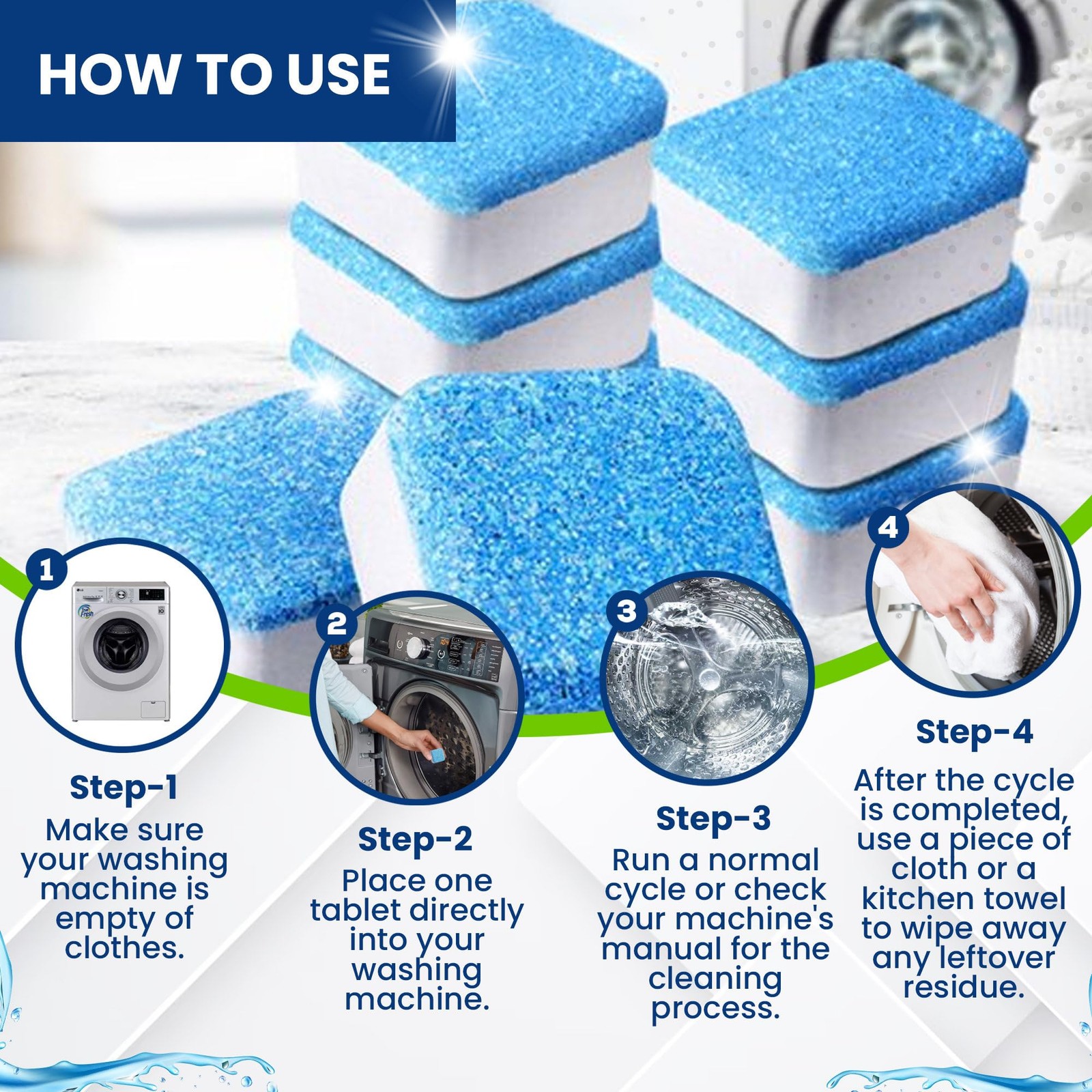Washing Machine Cleaner Tablets – 25-Pack Deep Cleaning for Front Loader, Top…