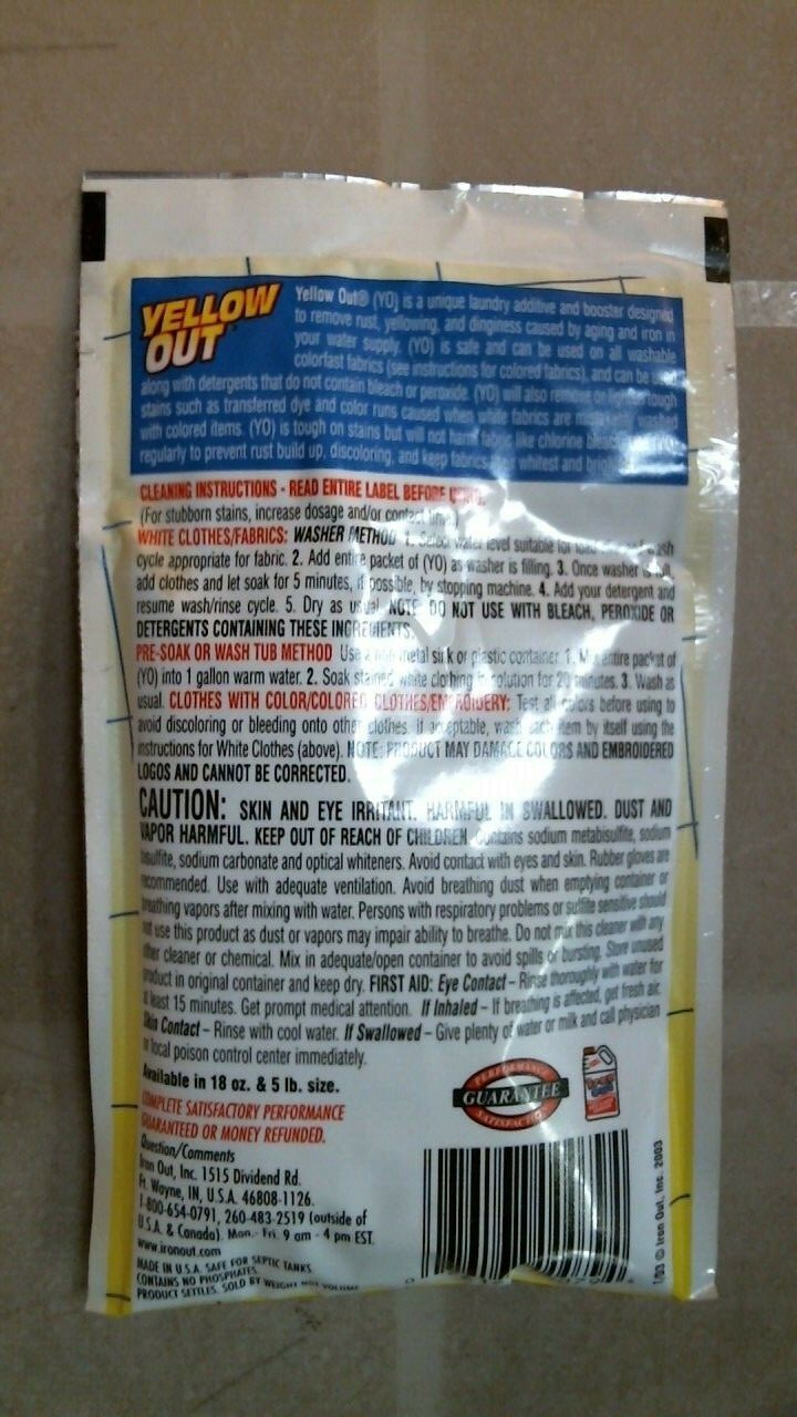 Iron Out Yellow Out Laundry Cleaner, Trial Size, 4 oz., Lot of 2, (00079) FS