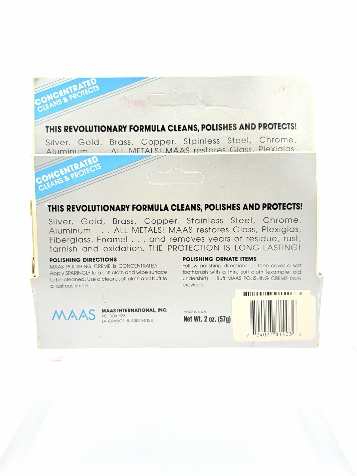 (2) MAAS Concentrated Fine Polishing Creme for All Metals both 2 oz Tubes New