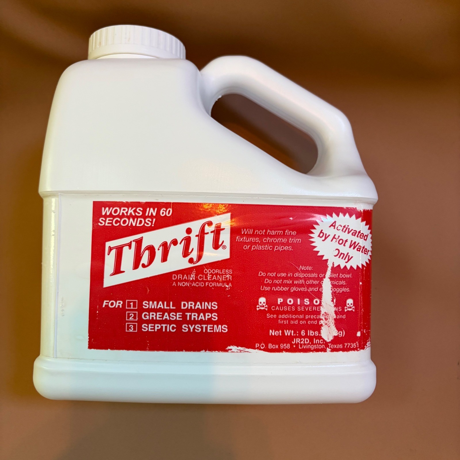 Thrift Odorless Drain Cleaner 6lb Granular Non-Acid Septic Systems 1/2 Full