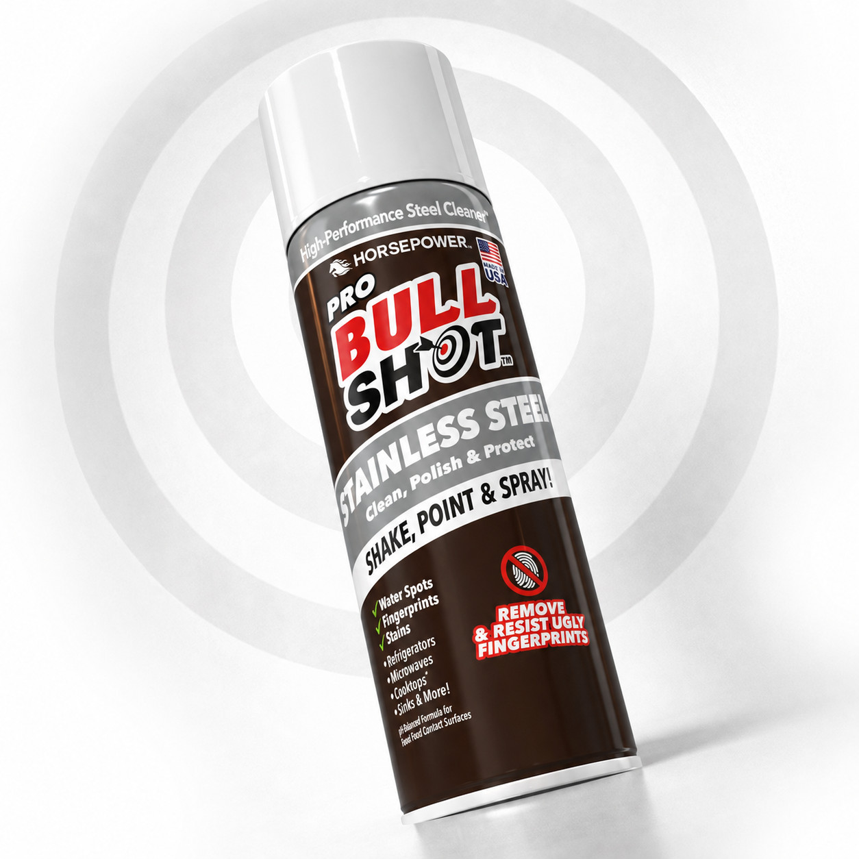 Bull Shot Stainless Steel Cleaner Spray, Cleans & Removes Greasy Fingerprints