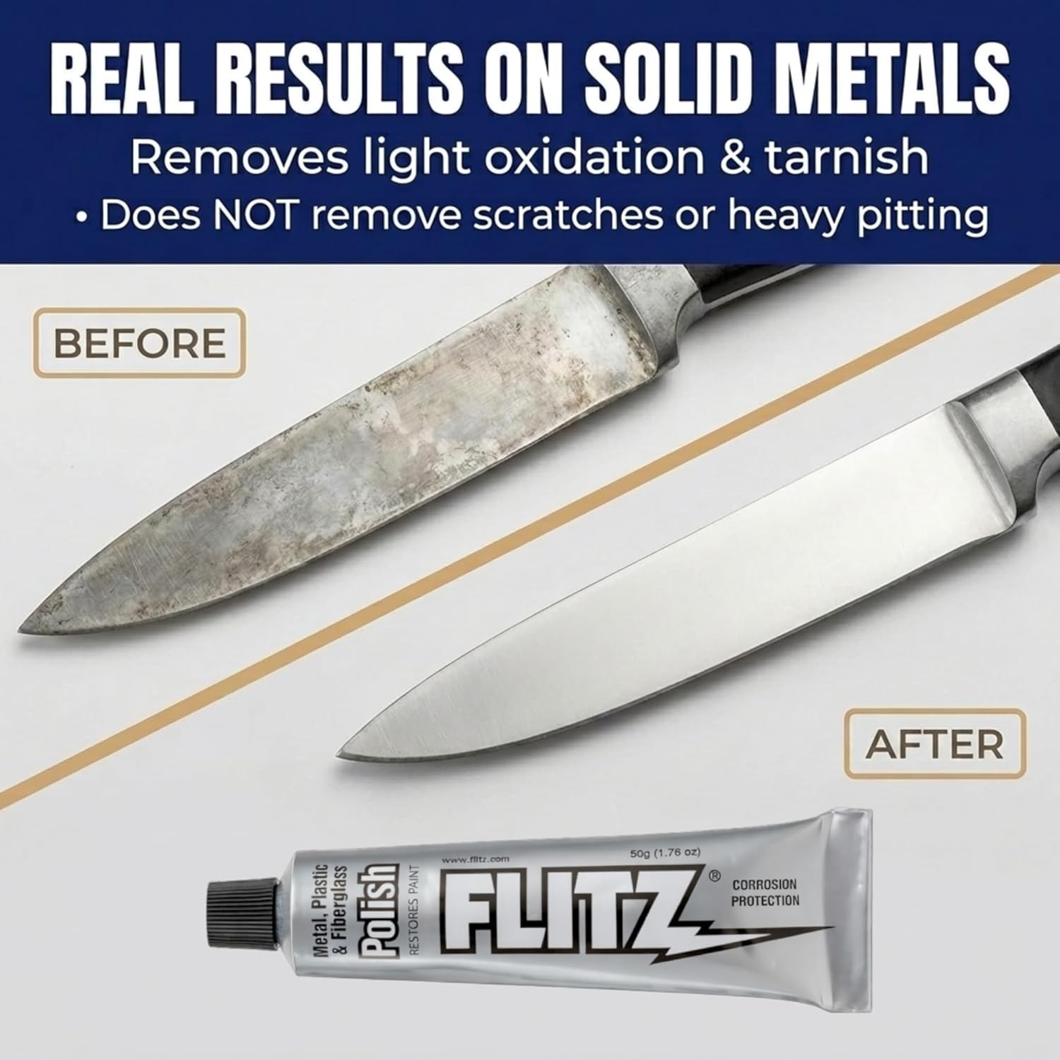 FLITZ Metal Plastic Fiberglass Polish Paste Cleaner Tube 1.76oz 50 Gram BU 03511