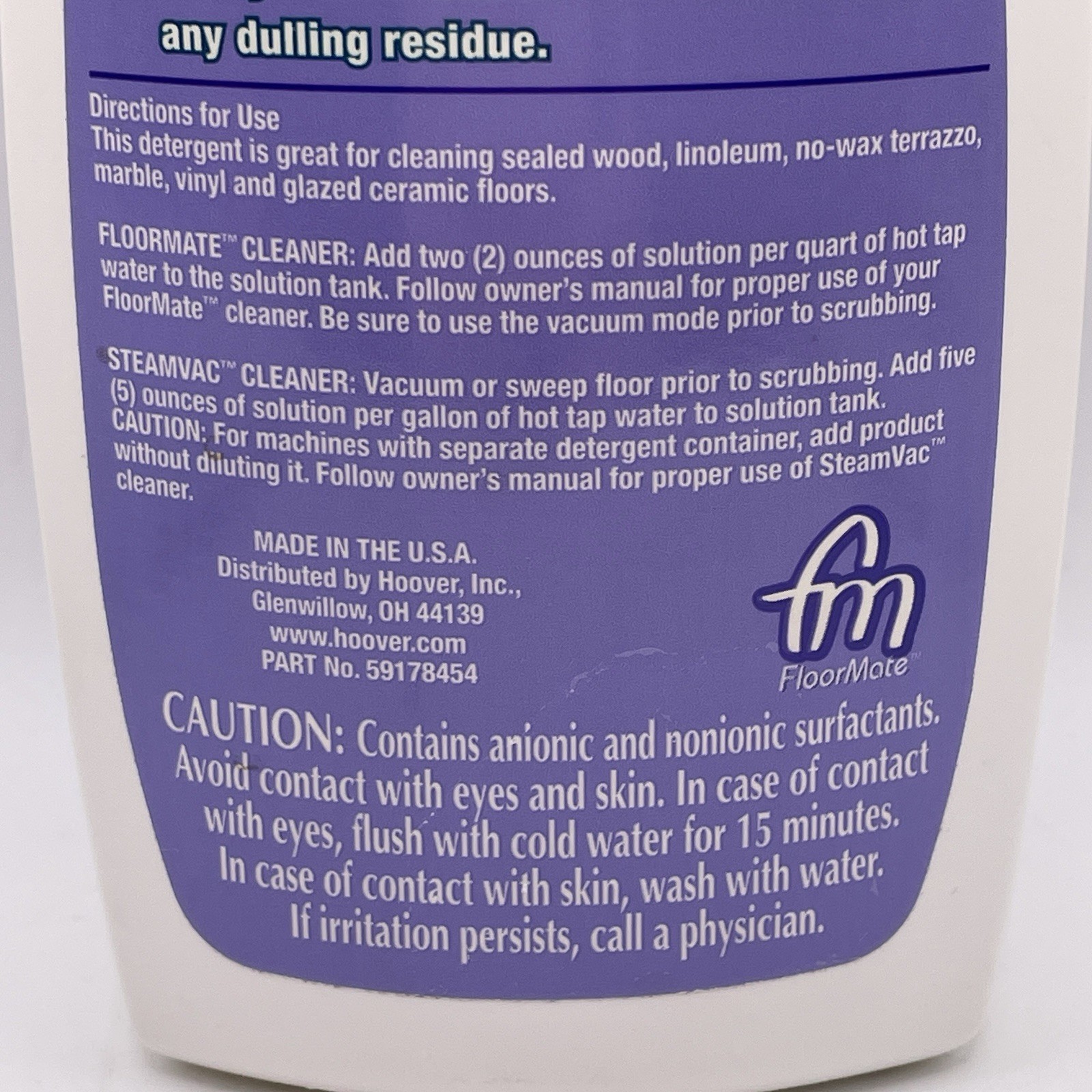 Hoover FloorMate Floor to Floor Hard Floor Cleaning Solution 16 fl oz NEW SEALED