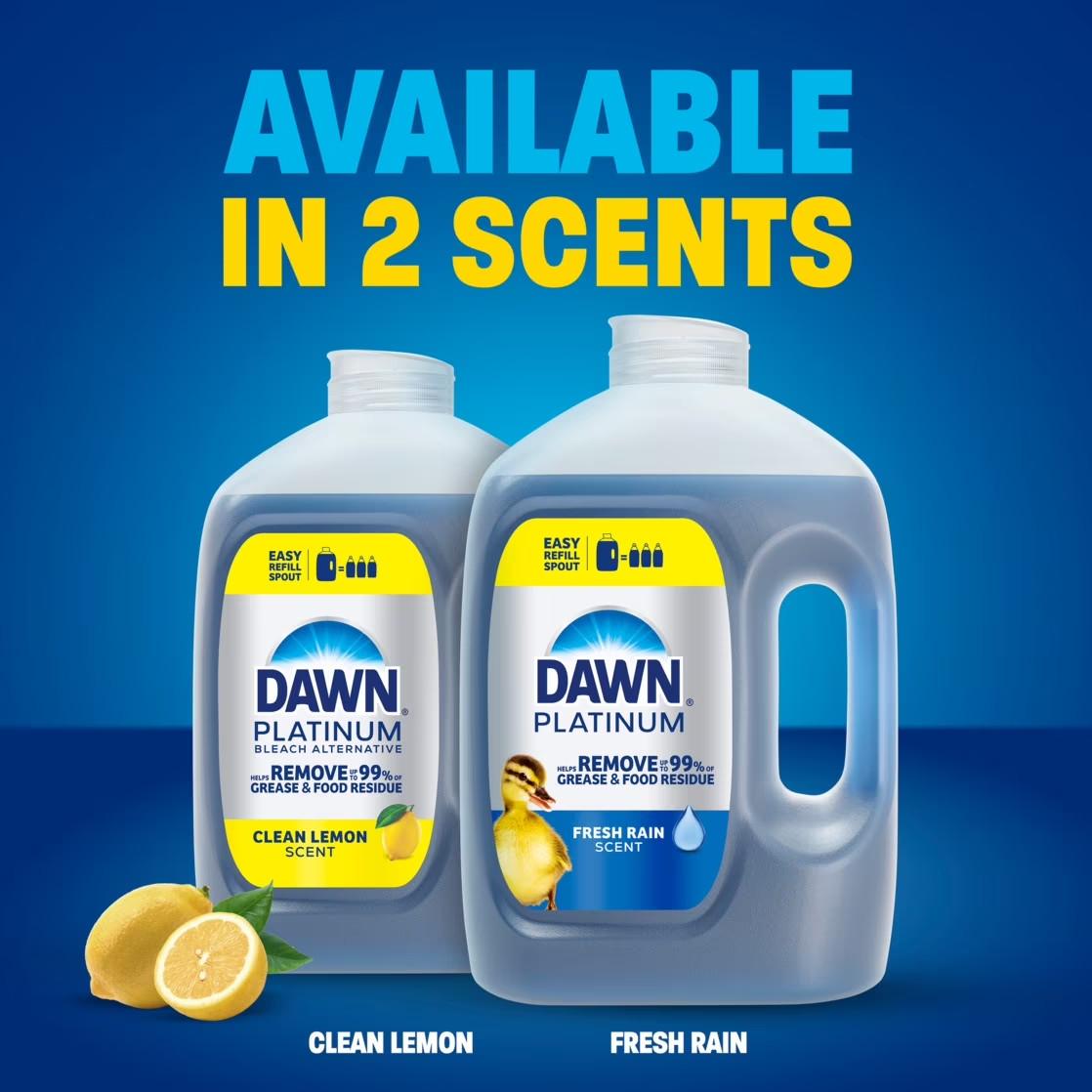 Dawn Platinum, Dishwashing Liquid, Refill Jug, Dish Soap, Fresh Rain, 68 Fl oz