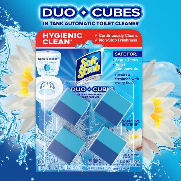 Soft Scrub Tank Toilet Cleaner Duo-Cubes Flush Ring lime Sapphire Waters 7 PK