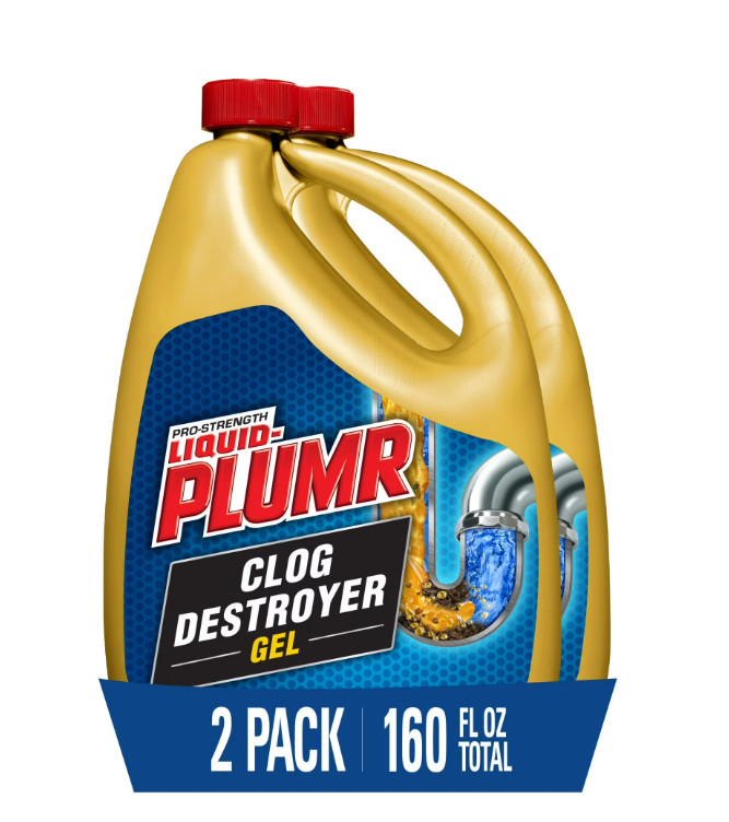Liquid-Plumr Pro-Strength Clog Destroyer Gel with PipeGuard, 80 fl oz, 2 Pack