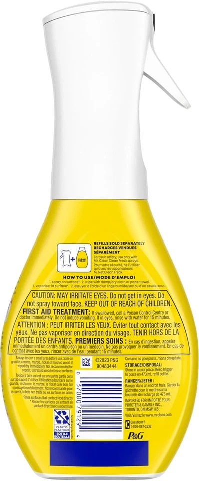 Mr Clean Clean Freak Multi Surface Cleaner Spray Pack of 4 Lemon Zest 16 Fl Oz