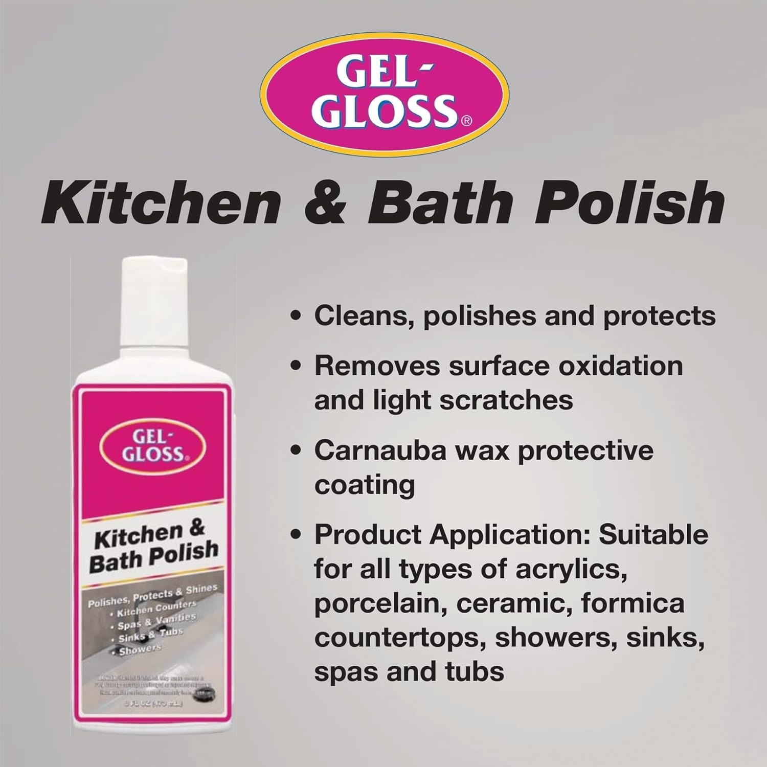 Indusies Gel-Gloss Kitchen and Bath Cream Wax Polish, 8 Fluid Ounces -GG-8