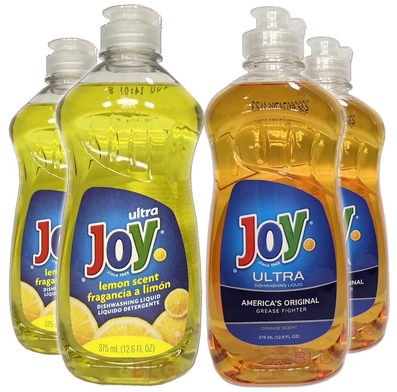 JOY LEMON & ORANGE Scented Dish Detergent Liquid Soaps Bundle Sale 12.6 oz-4Pack