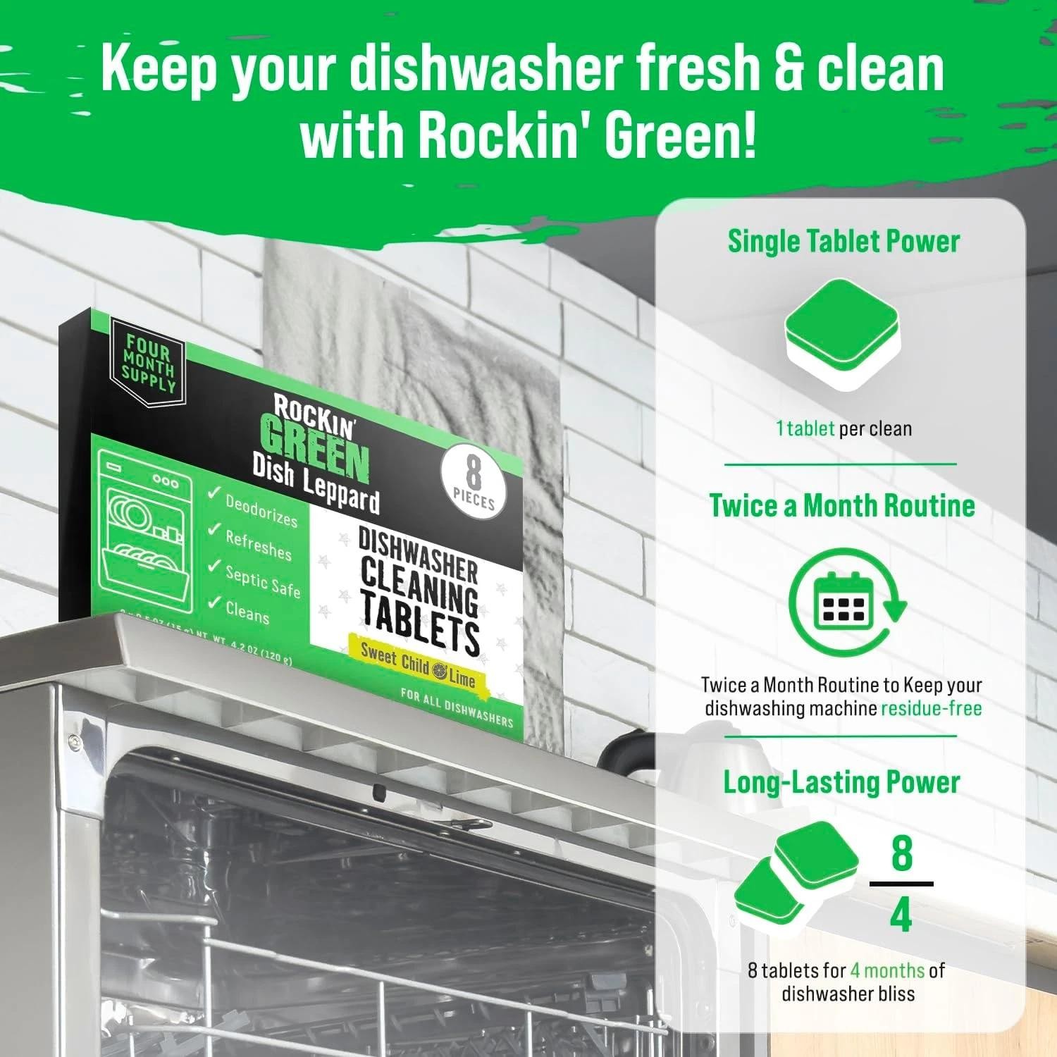 Dishwasher Cleaner Tablets (8 Pack) – Septic Safe Dishwasher Cleaning Tablets Di