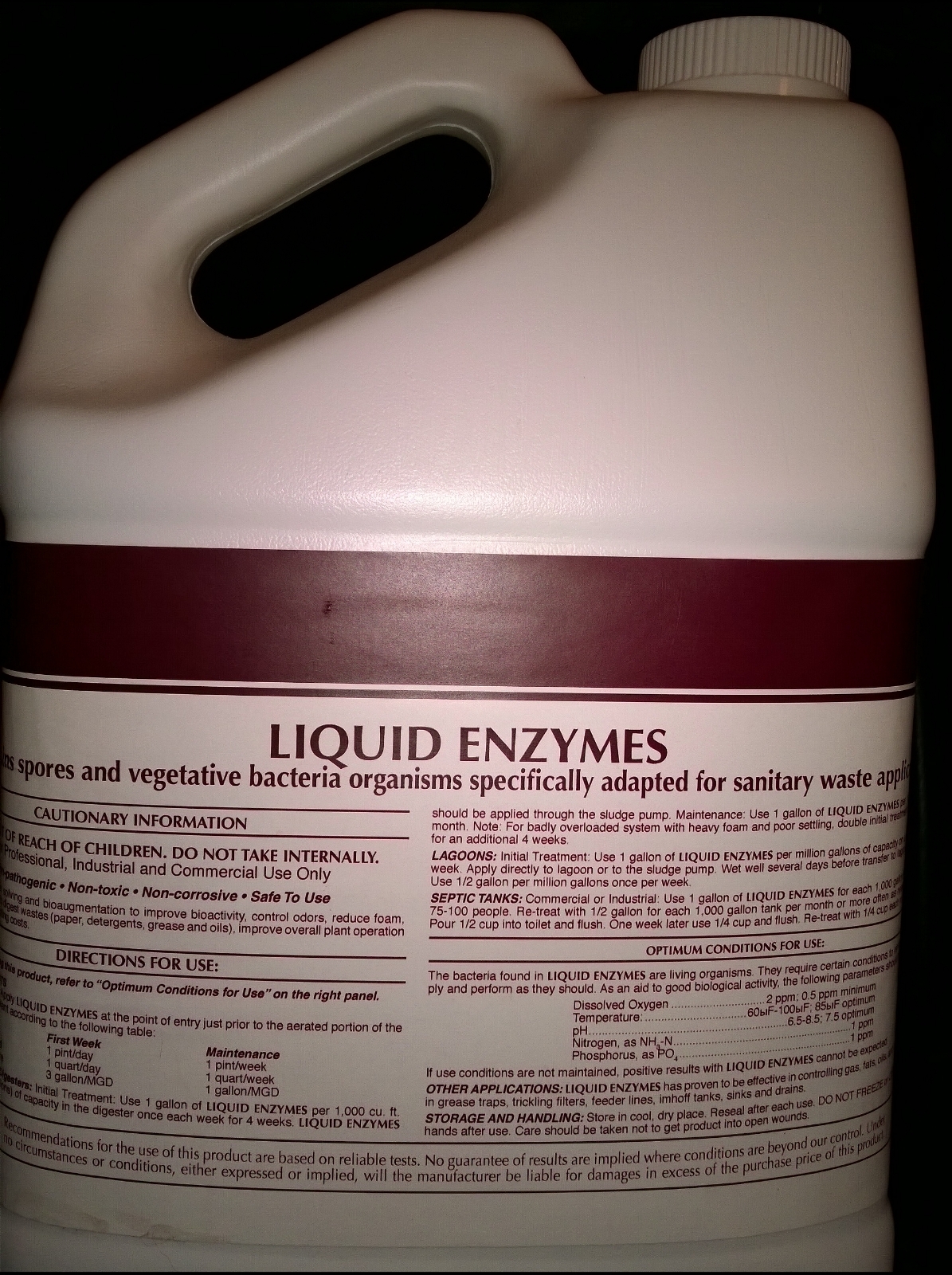 1 GAL BACTERIA ENZYMES DRAIN LEACH FIELD OPENER CLEANER SEWER ALL NATURAL