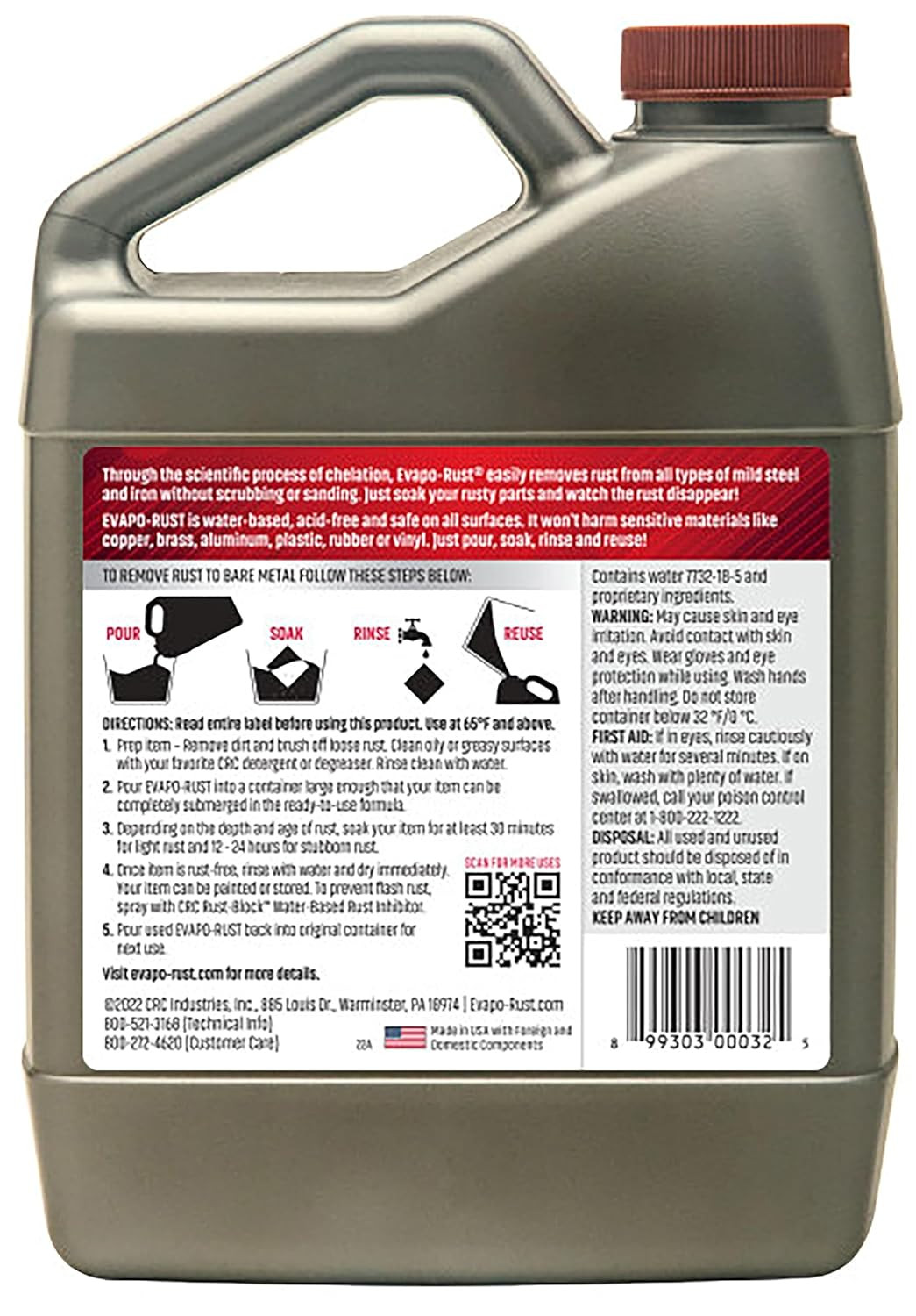 CRC Evapo-Rust Rust Remover 32oz Reusable Water Based Non-Corrosive
