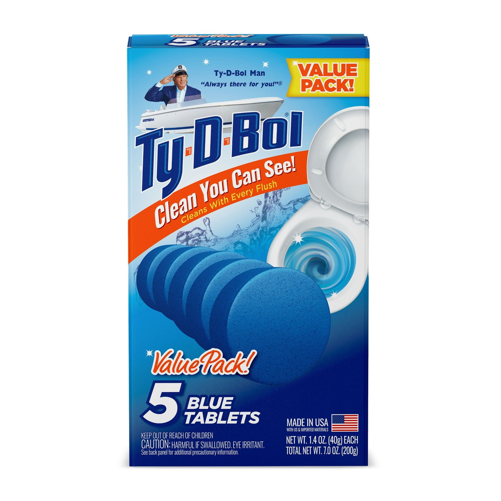 Ty-D-Bol Blue Toilet Bowl Cleaner Tablets 5 Pack